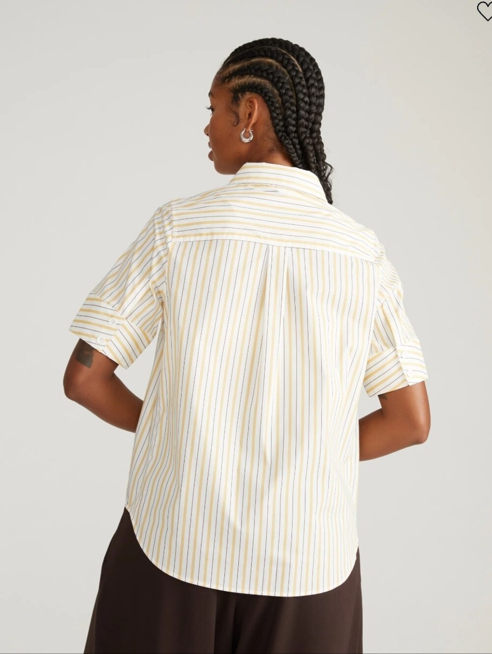 Universal Standard Henning x US Madison Shirt - Yellow Multi Stripe size 14-16 - Picture 3 of 8